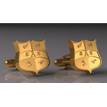 Gold Plated Sterling Silver Cuff Links, Shield, 3/4"